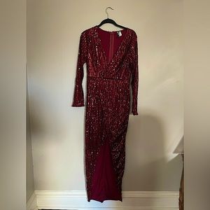 K TOO Dark Red Sequin Dress Size M